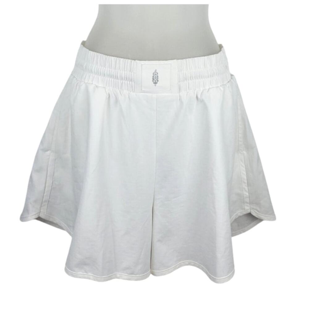 Free People FP Movement Wide Leg Elastic Waist Boxing Shorts in White XS NWOT